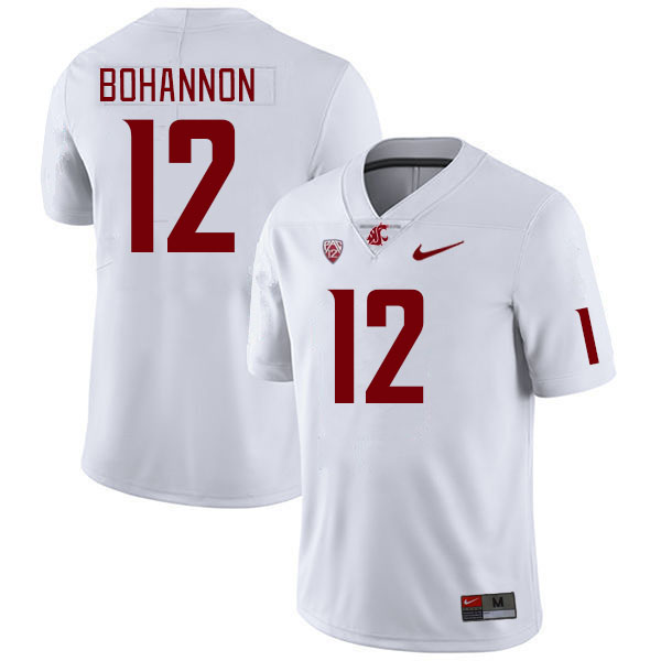 Men #12 Tristan Bohannon Washington State Cougars College Football Jerseys Stitched Sale-White